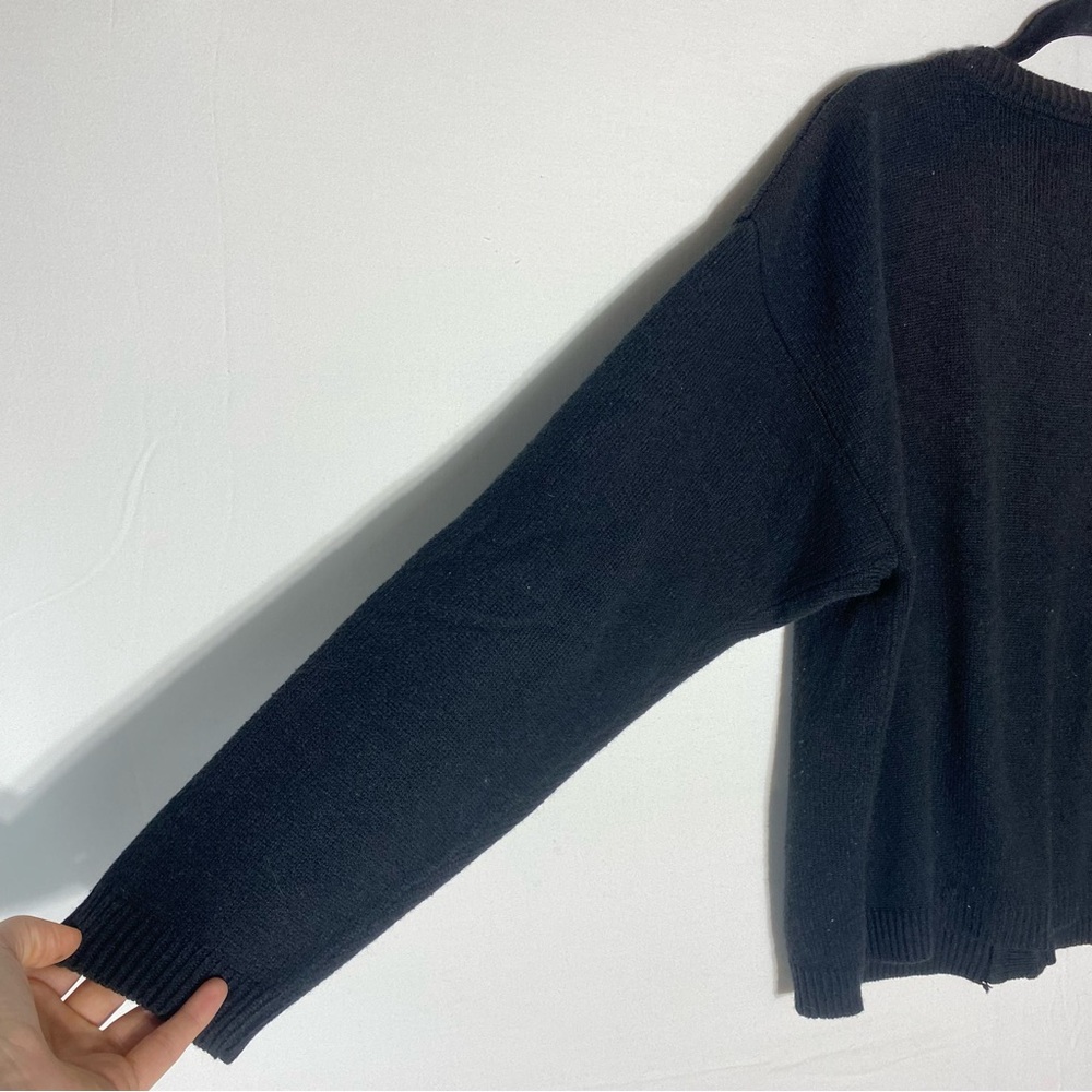 Vintage Carroll Reed Collections Floral Embroidered Black Cardigan Sweater L - Picture 12 of 16